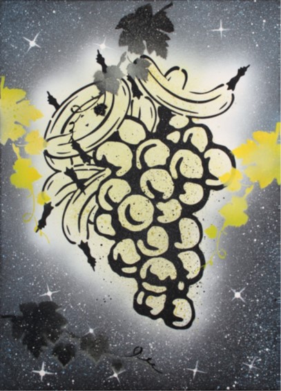 Thomas Baumgaertel. Weinrebe. Acryl und Spraylack auf Leinwand