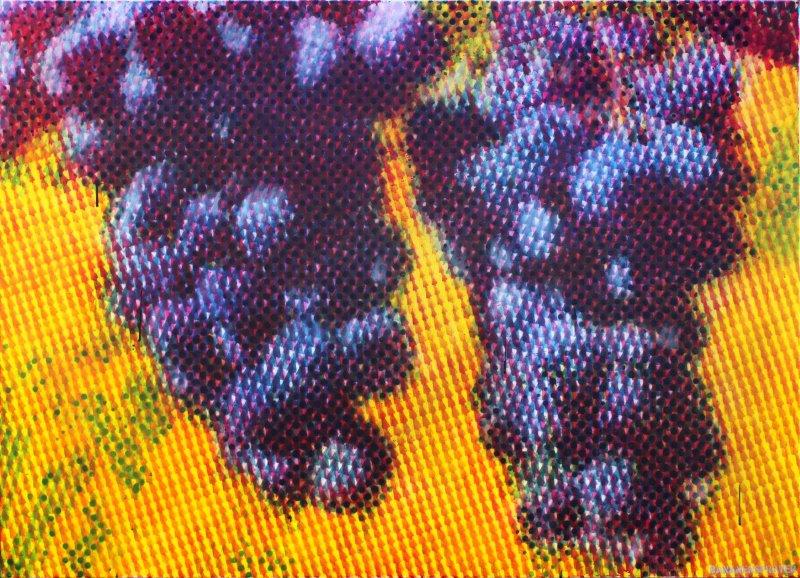 Thomas Baumgaertel. Rote Trauben, Acryl auf Leinwand 