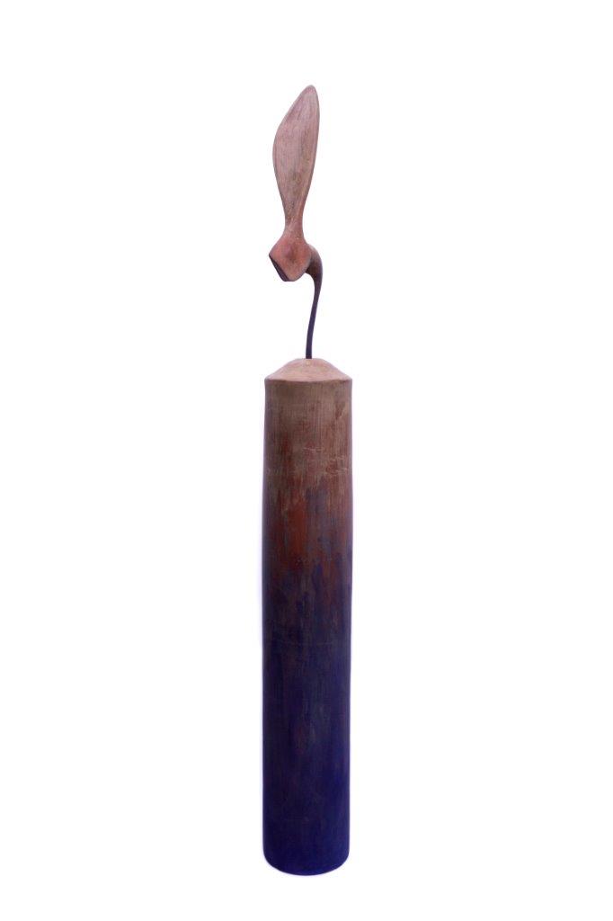 Keimling - Pappelholz, Erdpigment, Kalk, Hasenleim - 2020 - 160 x 20 x 20 cm 