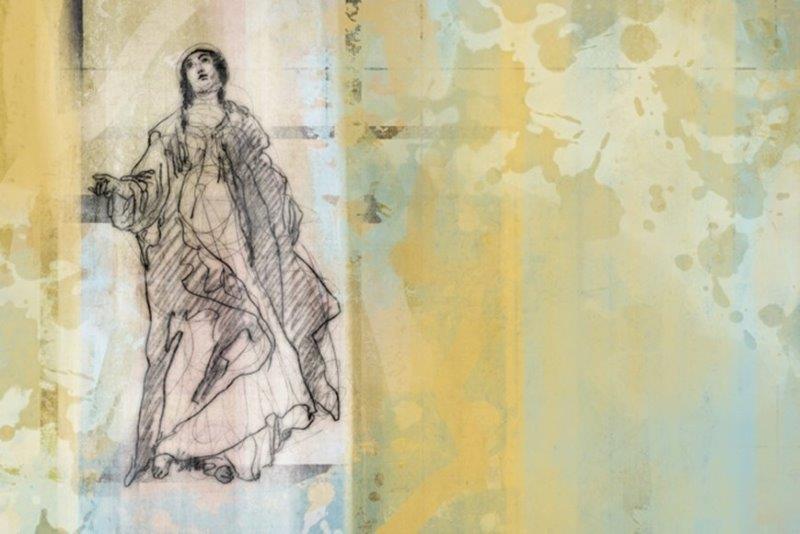 Nach Sebastiano Ricci Immacolata 01 Z 2 - Digitale Malerei und Zeichnung, Acryl, Lack auf Leinwand - 2022 - 40 x 60 cm  Nach Sebastiano Ricci Immacolata 01 Z 2 - Digitale Malerei und Zeichnung, Acryl, Lack auf Leinwand - 2022 - 40 x 60 cm