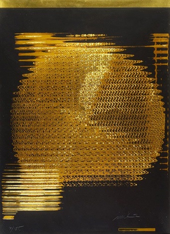 Rotor  - 3-Farben Siebdruck und Prägung, goldfarbener Aluminium-Karton   - 1972 - 58 x 42,5 cm - 150 Exemplare