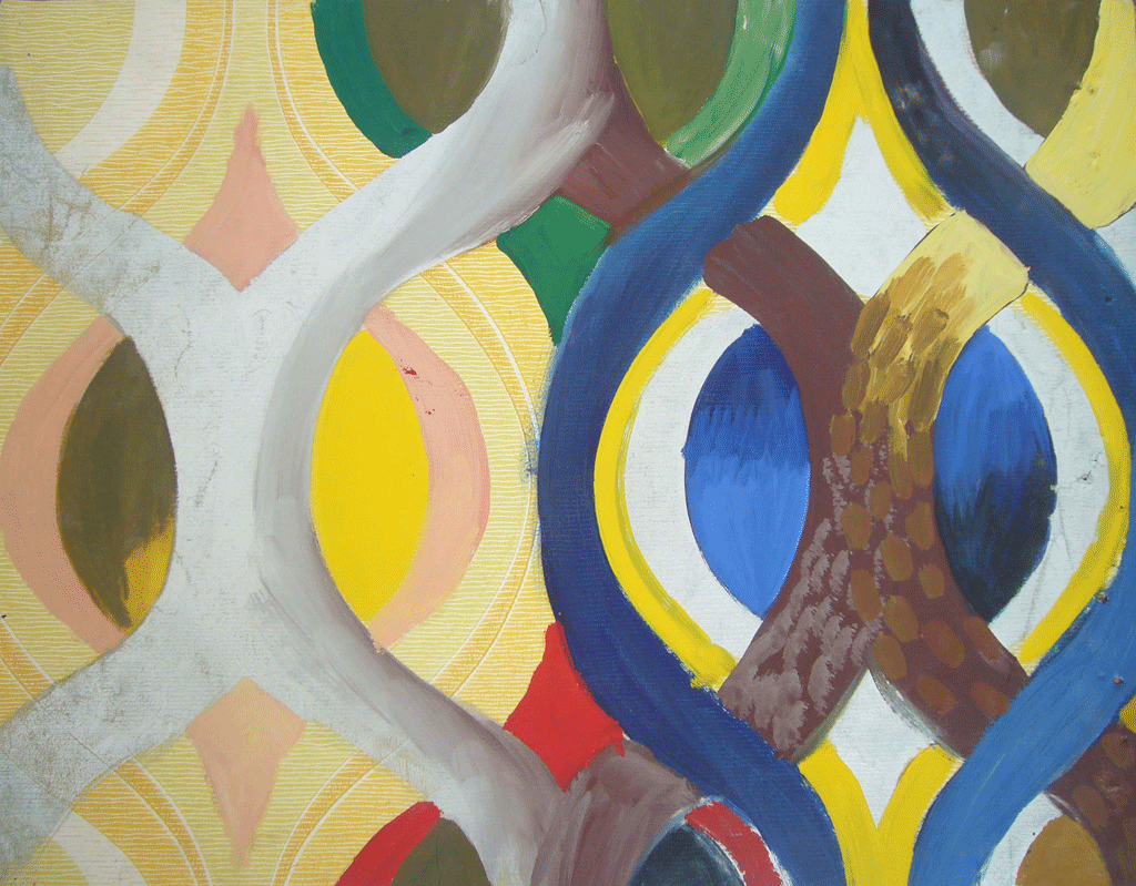 Horst Gläsker - übermalte Tapete - Öl und Acryl hinter Plexiglas - 2013 - 115 x 290 cm 
