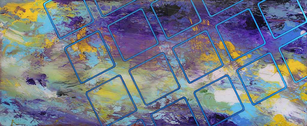 Diagonalquadrat  - Ölfarbe, Perlacryl, Paint Marker hinter Plexiglas  - 2013 - 115 x 290 cm  
